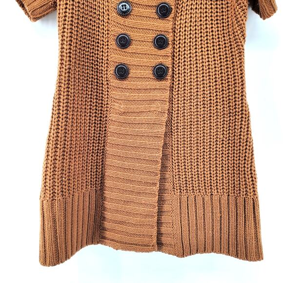 Soft Surroundings Womens PM Wool City Sweater Dress Brown Double Button Tunic - Picture 4 of 11